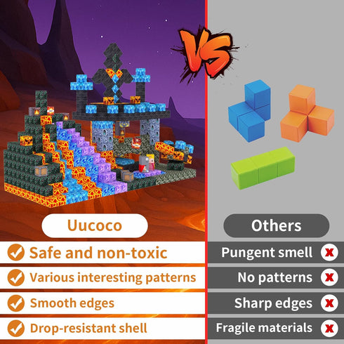 Uucoco 100PCS 3+ Magnetic Blocks - Build Magnet World kids Building Toy, Magnetic Tiles Building Blocks Toddler STEM
