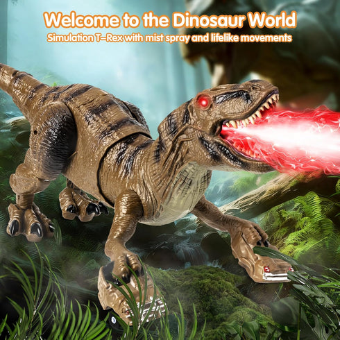 Lozadia 360 3-5 5-7 8-12+ Remote Control Dinosaur Toys for Kids, Large Robot Dinosaur Toys with Swaying Head & Spray