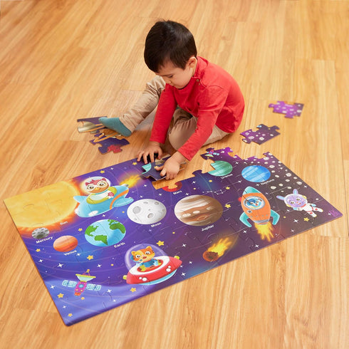 B. toys Gigantic Jigsaw 2-Pack, Sea & Solar System 48-Piece Floor Puzzles for Kids - Educational Toys