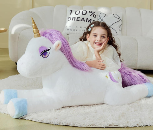 IKASA Giant Unicorn Stuffed Animal Plush Toy - 43" Jumbo Cute Fluffy Oversized Plushie, Gifts for Kids Girls