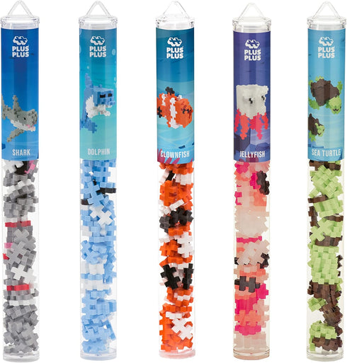 PLUS PLUS Ocean 5 Piece Playset Bundle, 70 pc Tubes, Construction Building STEM/STEAM Toy for Kids