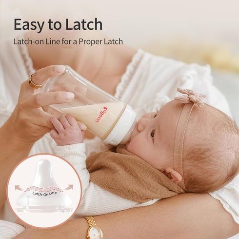 0+ 4 Counts Pigeon Silicone Nipple (SS) with Latch-On Line, Breastlike Natural Feel, Newborn Super Slow Flow, Months