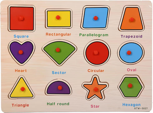 Generic Wooden Shape Puzzle for Toddlers 3+ Years Old Montessori Geometry Learning Toy