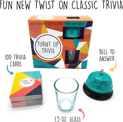 Turnt Up Trivia Card Games for Adults, Call Bell Trivia Games for Family and Friends