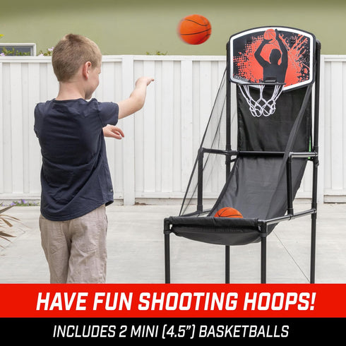 GoSports 2 in 1 Basketball Hoop & Football Toss Target Arcade Game for Kids Ages 3-6 - Indoor & Outdoor Toy Includes 2