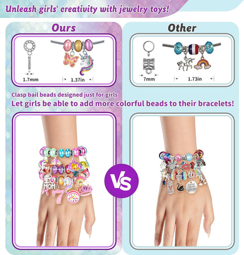 Charm Bracelet Making Kit & Unicorn/Mermaid Girl Toy- ideal Crafts for Ages 8-12 Girls who Inspire Imagination and Create Magic with Art Set and Jewelry Making Kit by BDBKYWY