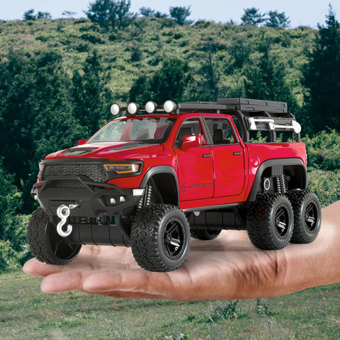 FRJV 1/32 Mammoth 4-7Red Toy Trucks for Boys Diecast Trucks Model Truck,Collectible Pickup Truck Model Kit,Pull Back