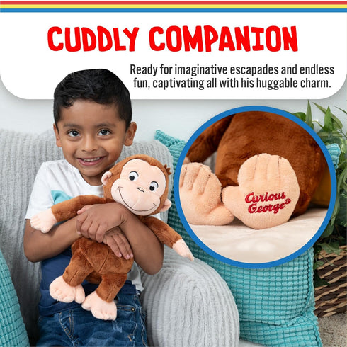 KIDS PREFERRED Curious George Monkey Plush Toys, 12 Inches, Soft Cuddle Gifts for Baby and Toddler Boys and Girls