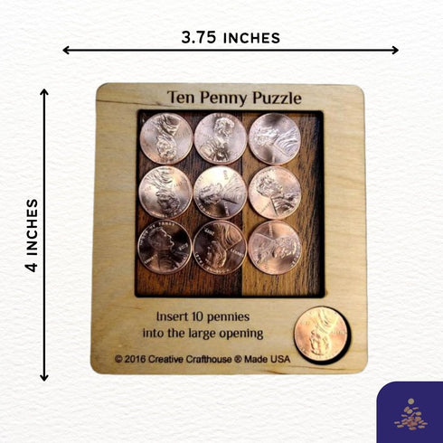 10 Penny Puzzle - Engaging Wood Brain Teaser