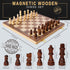 Set 15" 2 Sets Set Magnetic Wooden Chess for Adults Kids, Folding Chess Boards with Extra Queens, Portable Travel Chess