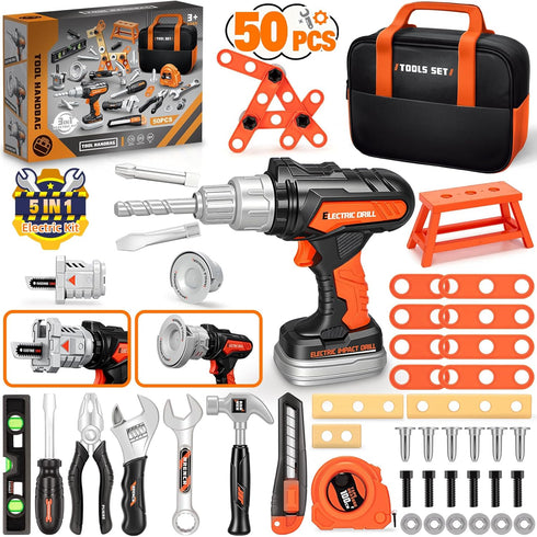 50PCS Kids Tool Set for Boys Ages 3 4 5 6 Years