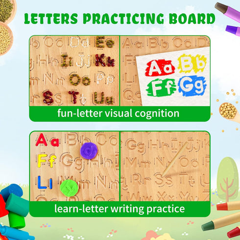 Montessori Wooden Alphabet Tracing Board, Educational Toy for Kids, Fine Motor Skills Development for Ages 3-5