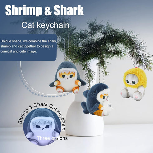 Kawaii Shark Cat Plush Toy, Soft Stuffed Animal Doll for Boys & Girls, 20cm/7.8in