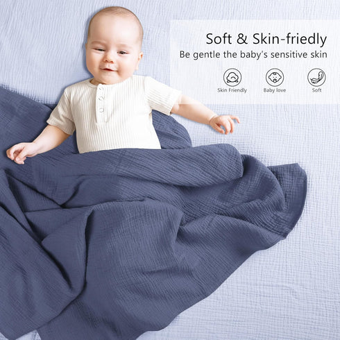 Blanket,100% 38x40inch Susurration Muslin Receiving Cotton Swaddle Blankets for Newborn Soft Thin Swaddle for Unisex