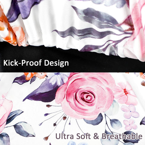 Pack of Baby Car Seat Head Support and Covers Stylish Floral Ultra Soft Minky Dotted Fabric Perfect for Baby Carseats