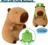 Ditucu Cute Capybara Plush with Turtle Backpack Kawaii Capibara Stuffed Aniamls Toys Plushies Hugging Gifts for Kids Brown 9 inch