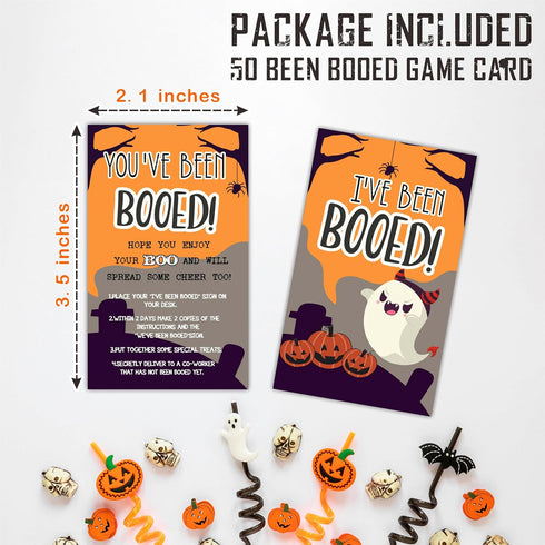 Halloween Party Game - You've Been Booed Card Kit, Double-Sided Lanterns and Ghost Theme, Pack of 50 Favors