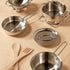 Melissa & Doug Stainless Steel Pots and Pans Set for Kids (8 pcs) - Pretend Play Kitchen Accessories for Ages 3+.
