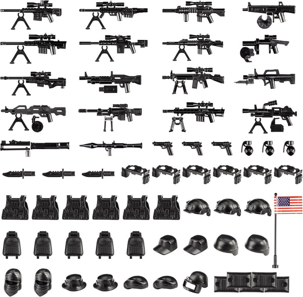 83 Pcs US Army Toy Soldiers Figures Battle Toy Set, Military Weapon Pack Compatible with Major Brand Building Blocks