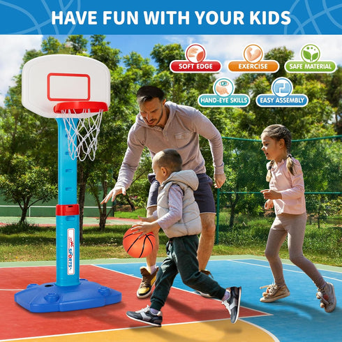 Adjustable Toddler Basketball Hoop Indoor for Age 1-3, Mini Basketball Hoop with 3 Balls for Outdoor Poolside, Birthday