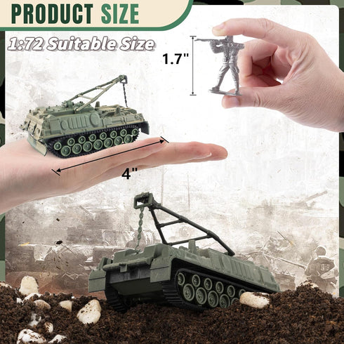Army Tank and Army Men Toys Playset, 2pc 1:72 US Tank Models & 10pc Toy Soldiers for Boys