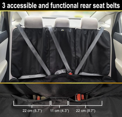 3 4Pockets Car Seat Protector, Under Child Car Seats Cover | Waterproof, Functional Rear Belts, Baby Carseat Cushion