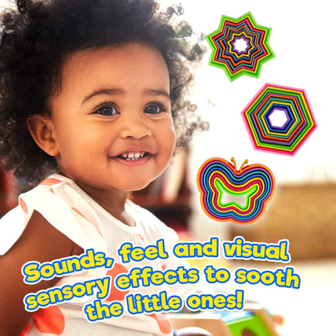 JA-RU Shapes Fidget Toys Flip & Crack - 3 Packs Magic Fidget Rattle Toy for Kids & Toddler, Stress Relief