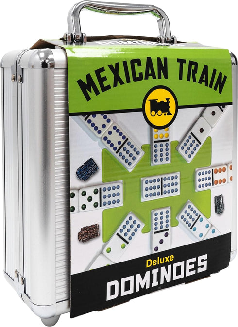 Front Porch Classics, Mexican Train Domino Set On-The-Go Aluminum Carrying Case, 2