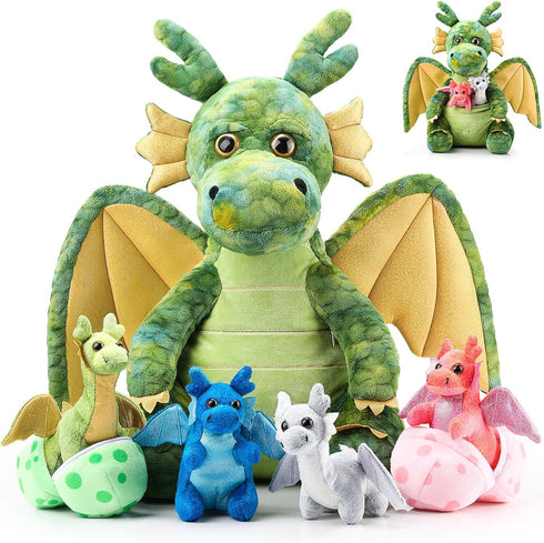 Arrowbash 7 Pcs Dragon Plush Toys Gift Set 15.75" Large Dragon Mom