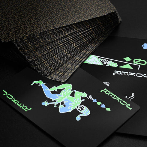 INTEGEAR 2 Decks Plastic Playing Cards - Premium Waterproof Black Playing Poker Cards for Adults