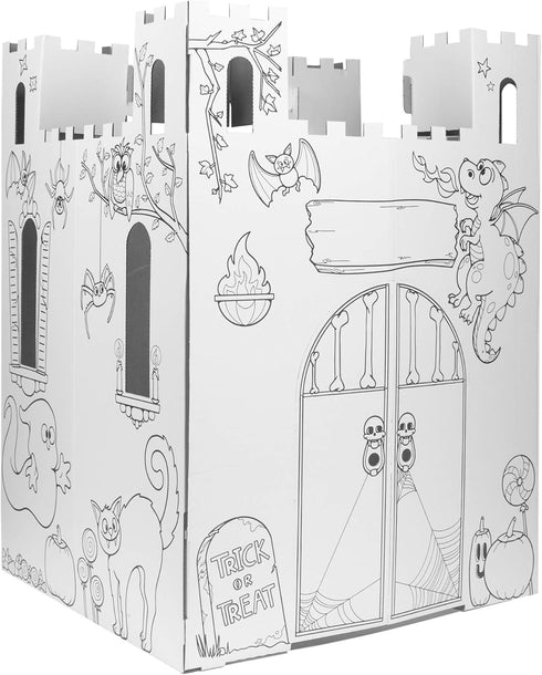 Easy Playhouse Haunted Castle, Kids Art & Craft for Indoor & Outdoor Fun, Decorate a Cardboard Fort