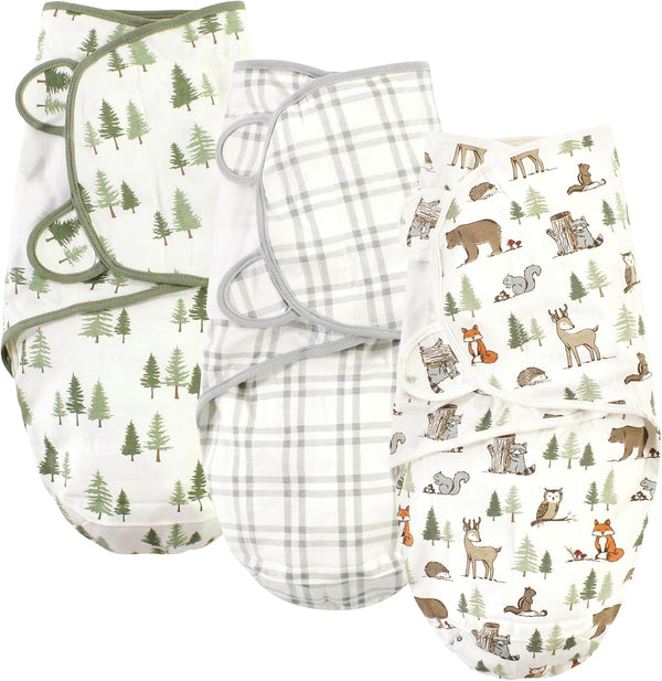 Hudson Baby Unisex Baby Cotton Swaddle Wrap, Forest Animals, 0-3 Months
