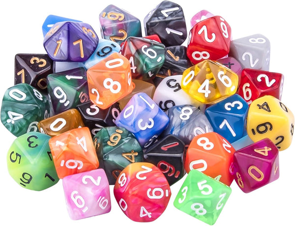 AUSTOR 35 Pieces Polyhedral Dice 10 Sided Game Dice Set Mixed Color