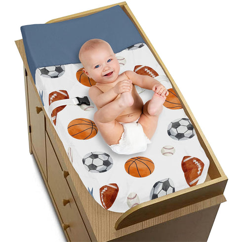 Sweet Jojo Designs Sports Theme Boy Baby Changing Pad Cover Infant Newborn Diaper Table Change Mat Sheet - Watercolor