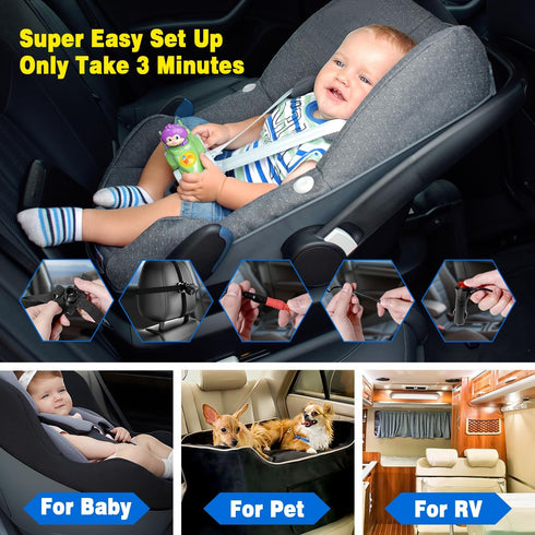 FEISIKE 4.3'' 360 149 3 Baby Car Camera, Back Seat Baby Car Camera Mirror for Crystal Infrared Night Vision, Rotation