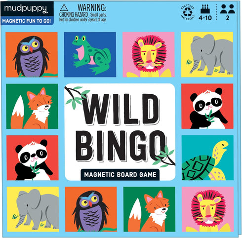 Mudpuppy Wild Bingo Magnetic Board Game - Colorful and Compact Game for Children 4+, Two Players, Instructions Included
