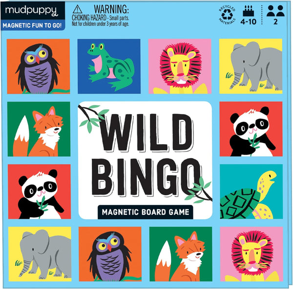 Mudpuppy Wild Bingo Magnetic Board Game - Colorful and Compact Game for Children 4+, Two Players, Instructions Included