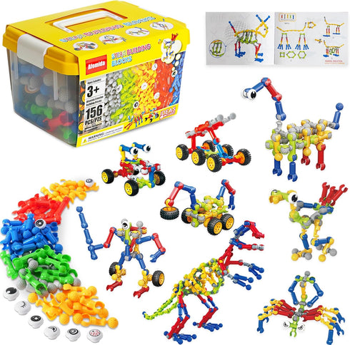 Afomida 156 PCS Creative Building Blocks Building Toy Set - Featuring Storage, Includes