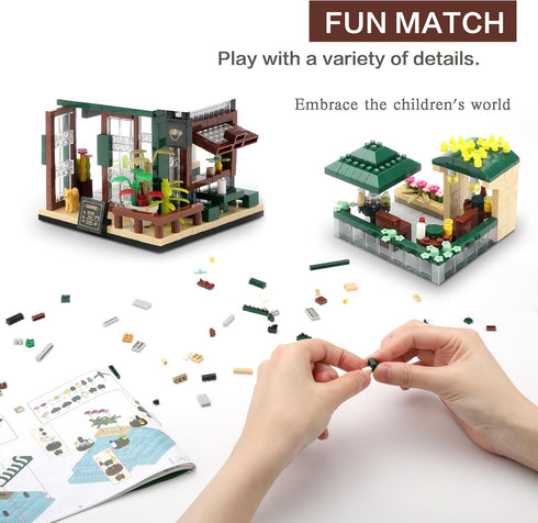 Street View Mini Building Blocks Coffee House Shop Store Kit, Educational Creative Toy for Boys Girls 1025 pcs