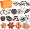 Metal Brain Teaser Puzzles Disentanglement Puzzles Metal Wooden Brain Teaser Puzzle 16pcs