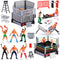 Skylety 32 Pcs Wrestling Toys with 12 Mini Wrestlers Action Figures and 20 Realistic Accessories Playset