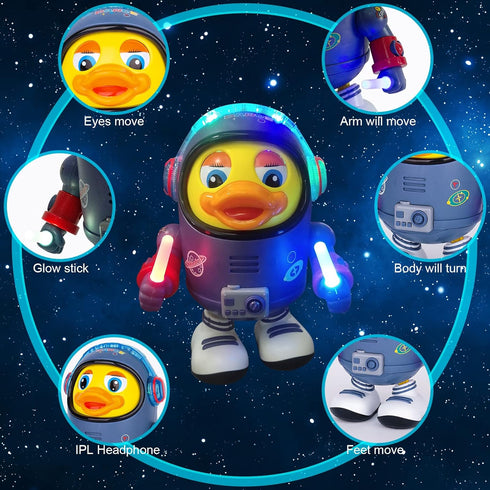 Dancing Electric Space Duck Toy for Toddlers with Lights and Sounds