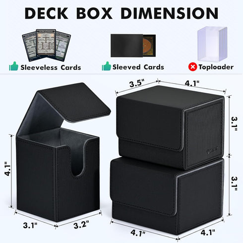 Card Deck Box for Trading Cards, MTG YuGiOh Deck Case Holds 100+ Single Sleeved Cards, Black & Purple