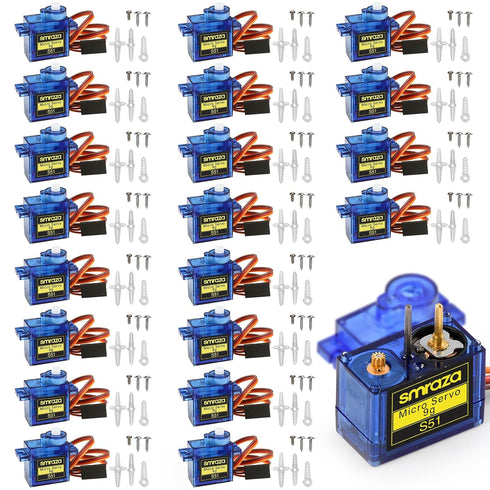 Smraza 20 Pcs SG90 9G Micro Servo Motor Kit (Metal Gear) for