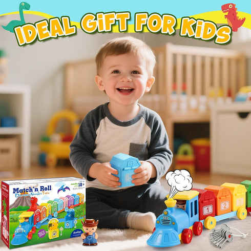 2 3 4 5 Counting Set, 2-4 3-5 Toddler Montessori Learning Toys for Year Old Boys, Kids Dinosaur Train Matching Toys