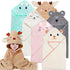 Yaiseiko 6 PCS Baby Bath Towels Set Animal Hooded Baby Hooded Bath