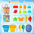 Set 19PCS LovesTown Collapsible Beach Toys for Kids, Collapsible Sand Bucket and Shovels with Mesh Bag & Sand Molds