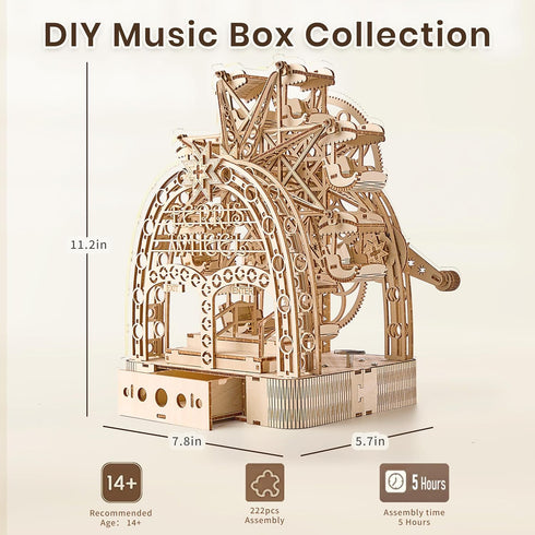 UPLIKE 3D 3D 222psc Wooden Puzzles for Adults: Puzzle Light-Up Ferris Wheel with Music Box - Wooden Puzzles Model