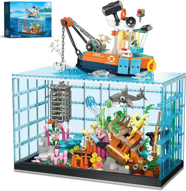 Fish Tank Building Blocks Set - 830PCS Ocean Treasure Hunt Building Set