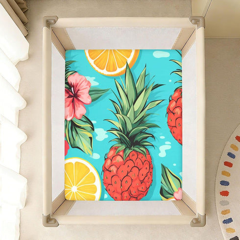 Bseiialft 52 28 Pineapple Fruit Teal Crib Sheets for Boys Girls Soft and Breathable Cotton Baby Sheets for Standard